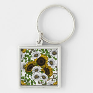 Porte-clés Fleurs de soleil et marguerites, jardin d'été 3