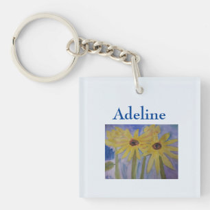 Porte-clés Fleurs de soleil jaunes d'été personnalisées