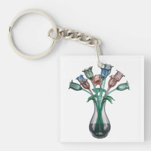 Porte-clés Fleurs de verre