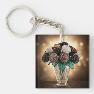 Porte-clés Fleurs de verre