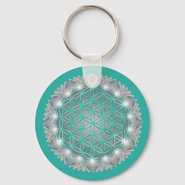 Porte-clés FLEURS DE VIE - Géométrie Sacrée Lumière 2 (Recto)