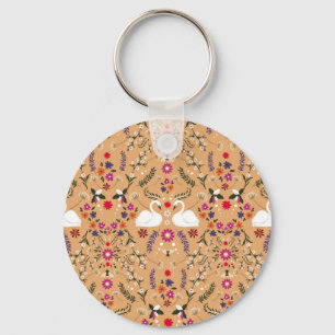 Porte-clés Fleurs délicates, imaginaire cygne sans couture mo