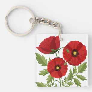 Porte-clés Fleurs d'été joyeuses floraison de pavot