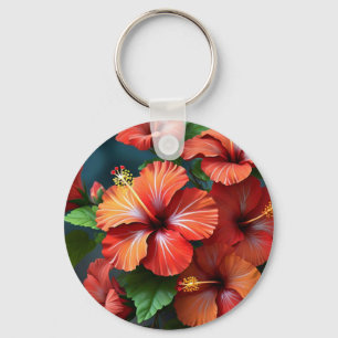 Porte-clés Fleurs d'Hibiscus rouge vif-76894