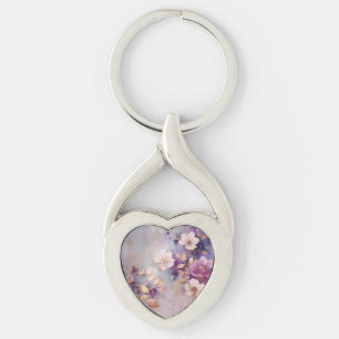 Porte-clés Fleurs d'or blanc violet