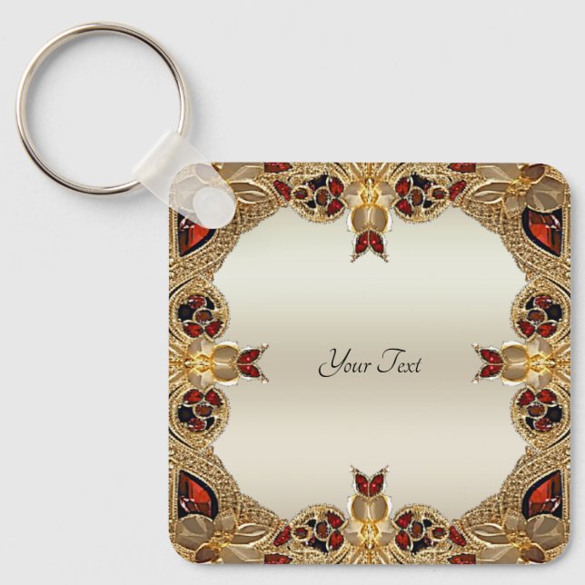 Porte-clés Fleurs d'or Porte - clé de pierres rouges (Recto)