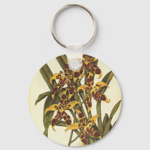 Porte-clés Fleurs d'orchidées Odontoglossum tropicales vintag
