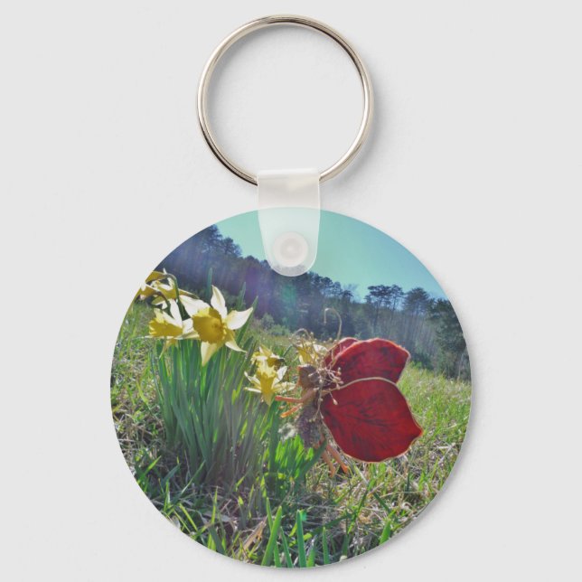 Porte-clés Fleurs et fleurs jaunes (Recto)