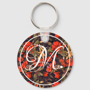 Porte-clés Fleurs et monogrammes rouges balsam antiques