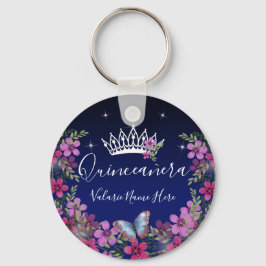 Porte-clés Fleurs et papillon princesse Quinceanera