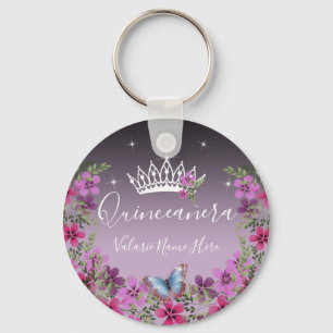 Porte-clés Fleurs et papillon princesse Quinceanera Keychai