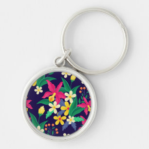 Porte-clés Fleurs Exotiques Colorées Motif Feuilles-23021