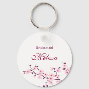 Porte-clés Fleurs florales de cerisiers rose blanc