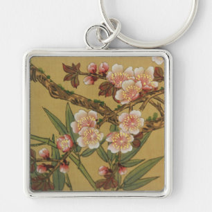 Porte-clés Fleurs Japonaises Asiatiques Fleur de Cerisier Vin