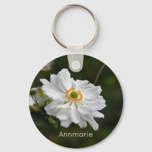 Porte-clés Fleurs Jardin Anémoniques Blanches Personnalisées