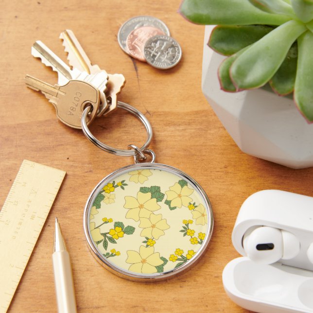 Porte-clés Fleurs Jaunes, Motif Floral, Motif De Fleurs (Bureau)
