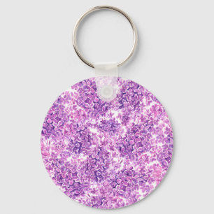Porte-clés Fleurs lilas rose aquarelle