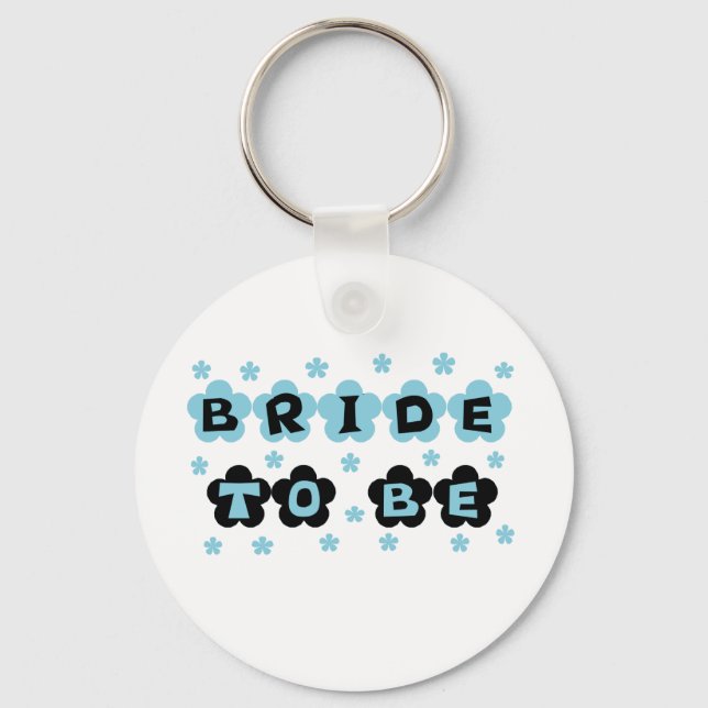 Porte-clés Fleurs noires et bleues mariée à être (Recto)