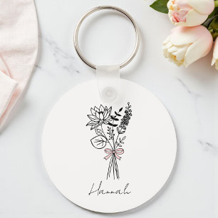 Porte-clés Fleurs personnalisées pour demoiselle d'honneur