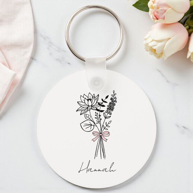 Porte-clés Fleurs Personnalisées Pour Demoiselle d'Honneur (Créateur téléchargé)
