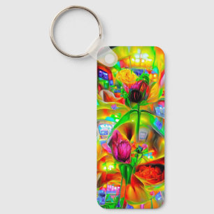 Porte-clés Fleurs psychédéliques Abstraites