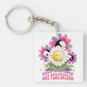 Porte-clés Fleurs Quote Positive Rechercher l'équilibre pas l