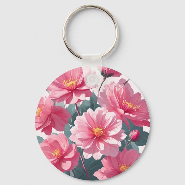 Porte-clés Fleurs roses (Recto)