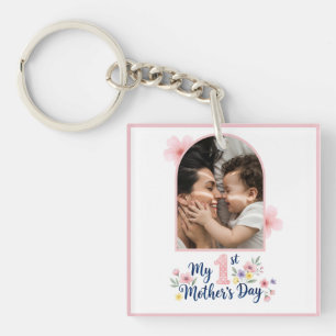 Porte-clés Fleurs roses - 1er anniversaire de maman - souveni