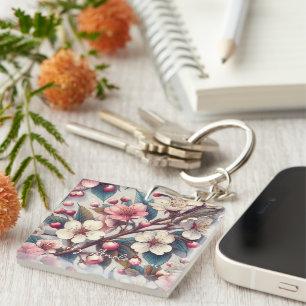 Porte-clés Fleurs roses de cerisier florales japonaises Sakur