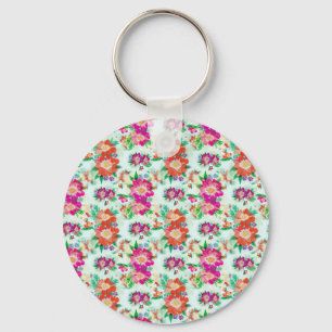 Porte-clés Fleurs roses et rouges florales vintage lumineuses