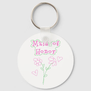 Porte-clés Fleurs roses Maid of Honor
