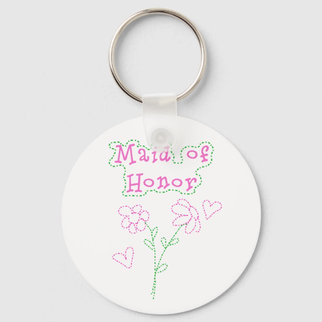Porte-clés Fleurs roses Maid of Honor (Recto)