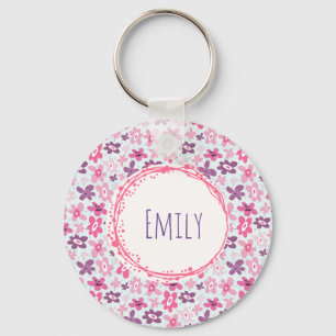 Porte-clés Fleurs roses mignonnes Motif Whimsical Personnalis