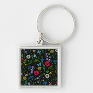 Porte-clés Fleurs sauvages en noir