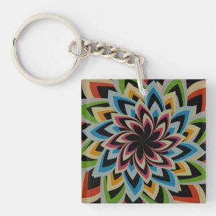 PORTE-CLÉS FLEURS TOURBILLON COLORÉES
