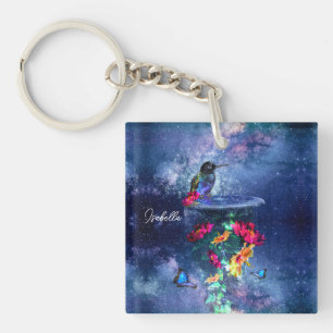 Porte-clés Fleurs tropicales et Porte - clé acrylique colibri