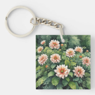 Porte-clés Fleurs Verdure Elégante Aquarelle