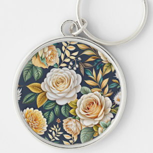 porte-clés fleurs vintage