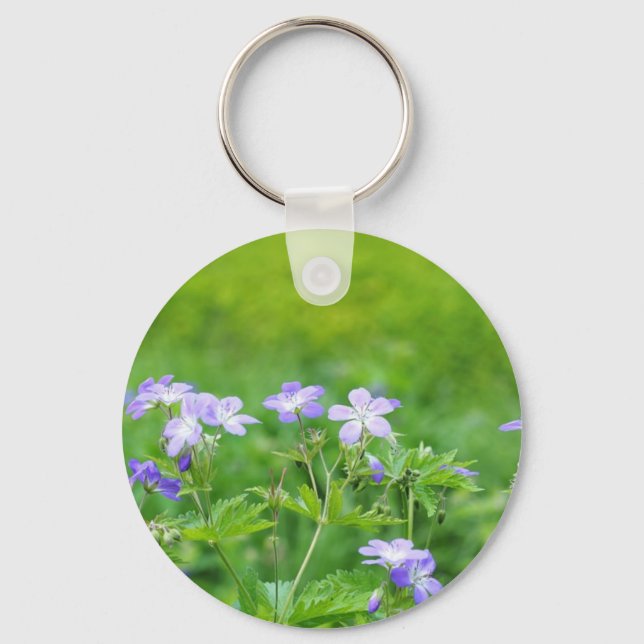 Porte-clés Fleurs violettes dans le champ (Recto)