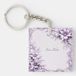 Porte-clés Fleurs Violettes Élégantes