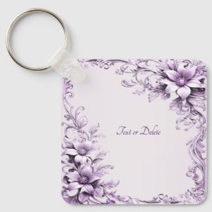 Porte-clés Fleurs Violettes Élégantes