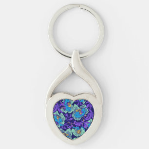 Porte-clés Fleurs violettes et bleues William Morris