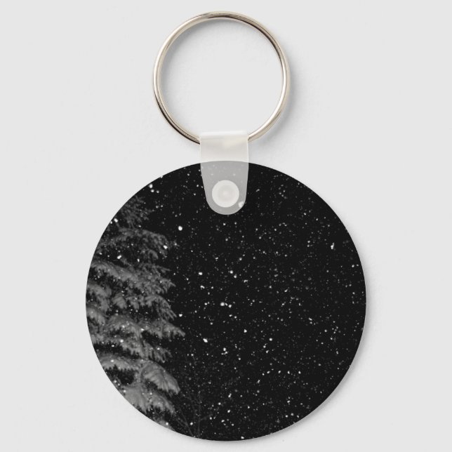 Porte-clés flocons de neige la nuit photo unique (Recto)