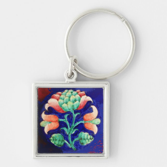 Porte-clés FLORAL, bleu rose vert (Devant)