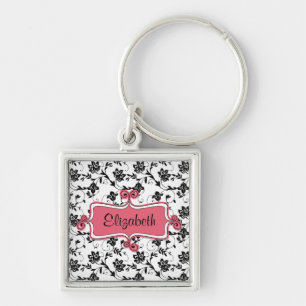 Porte-clés Floral Damask Nom personnalisé Porte - clé
