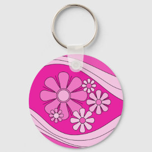 Porte-clés Floral Daydream Retro Hot rose 60s Flowers