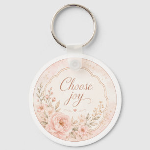 Porte-clés floral en soie rose éditable
