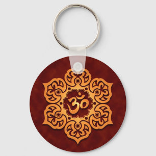 Porte-clés Floral Golden Red Aum Design