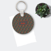 Floral gris motif rouge fleur sauvage nom Porte - 