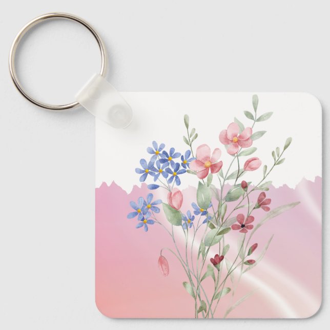 Porte-clés Floral - Merci pour m'aider à grandir (Recto)